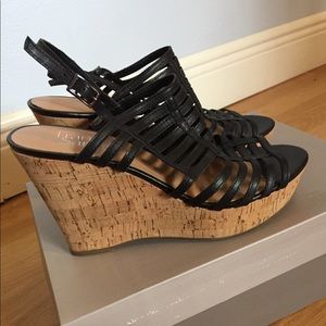Franco Sarto Sombre black wedge sandal worn once.